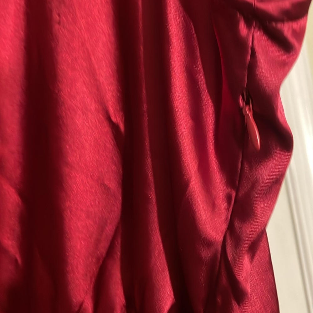Grace Karin Red Burgundy Stretch Satin High Neck Sheath Dress 2X - Picture 8 of 11